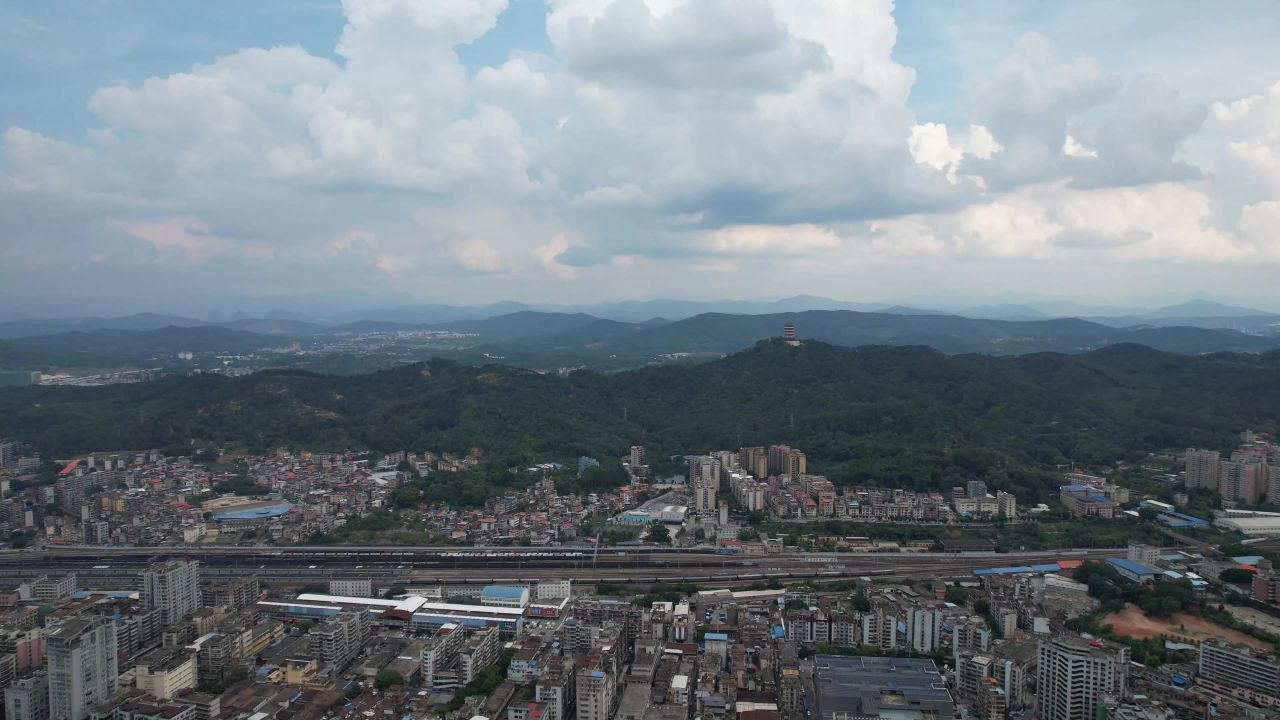 广东韶关城市风光航拍 