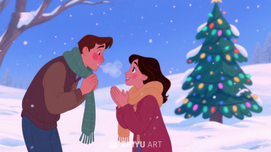 冬日雪景中情侣温馨互动 158