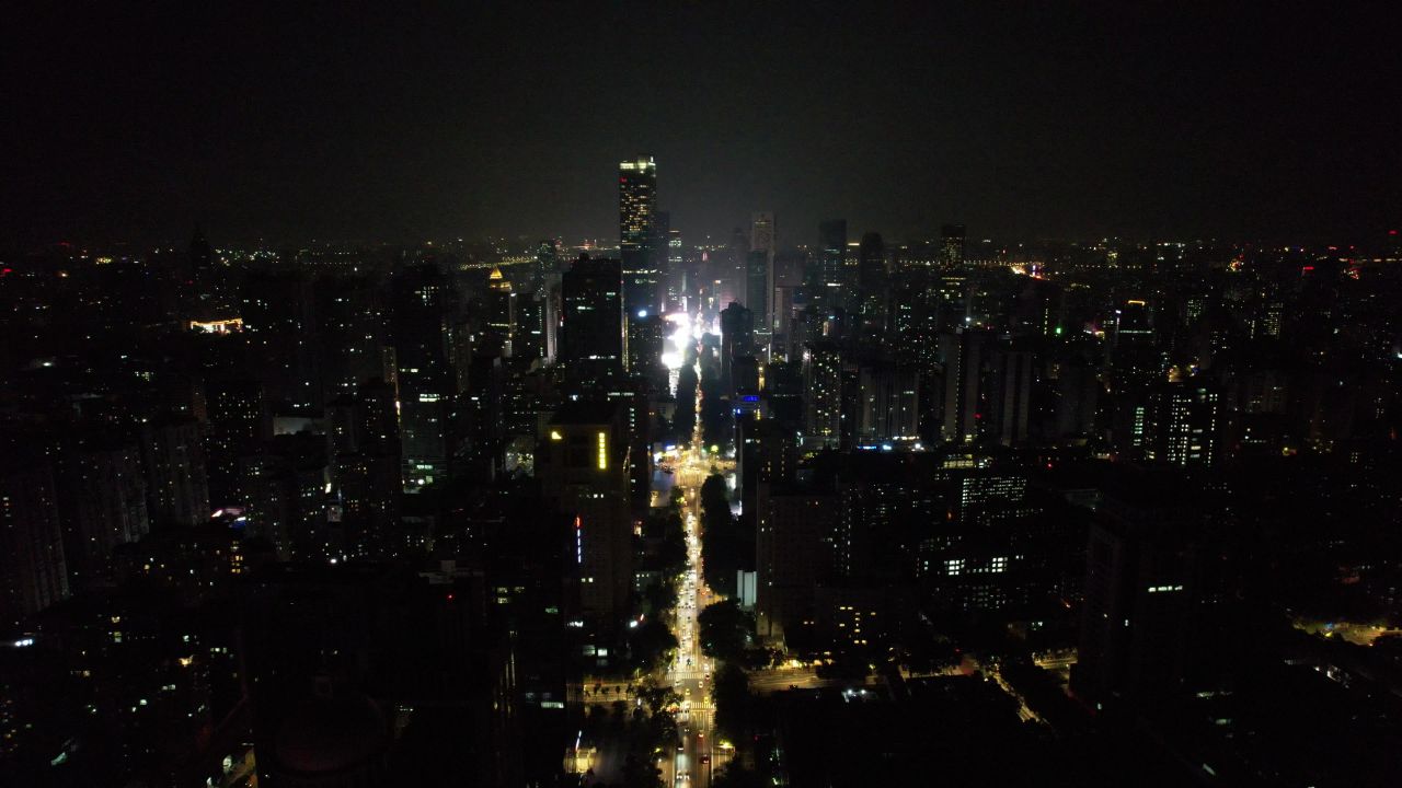 江苏南京城市夜景灯光航拍 