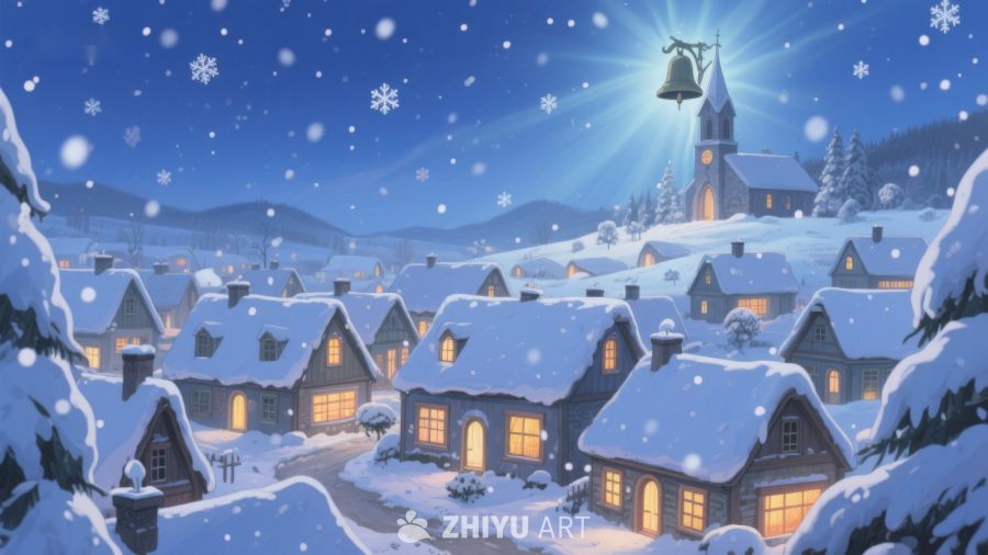 雪夜小镇，钟声悠扬 417
