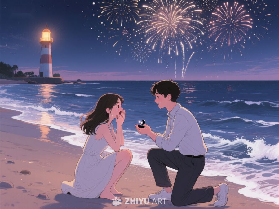 海边烟花下的求婚瞬间 243