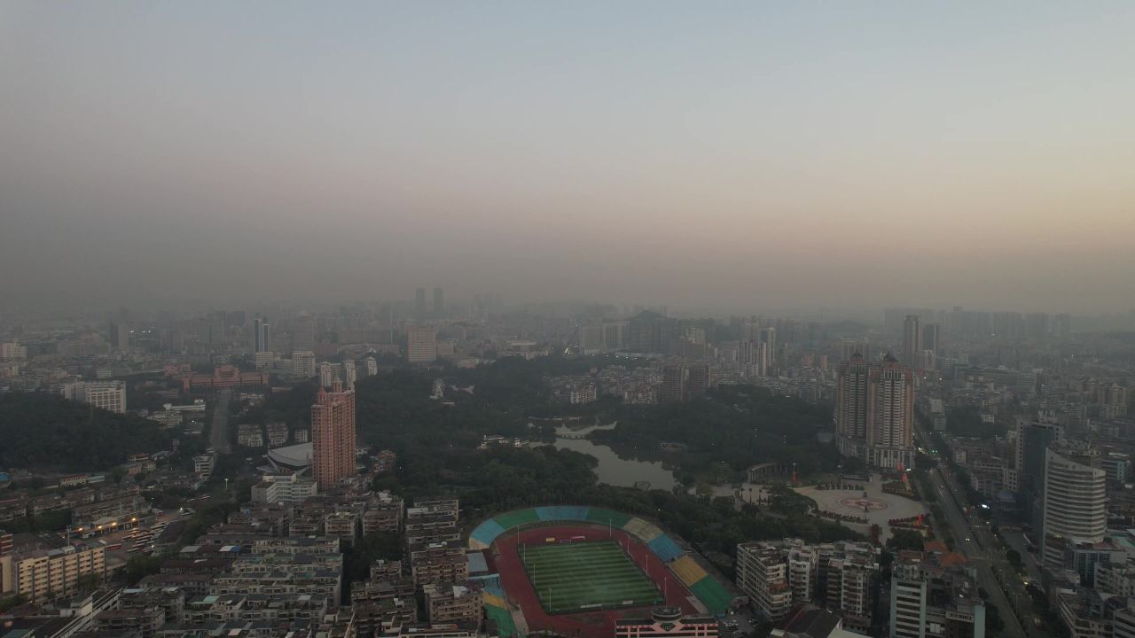 广东江门城市日出彩霞航拍