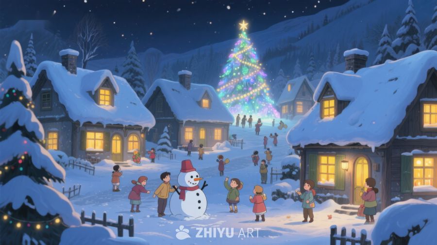 雪夜小镇欢庆圣诞 437