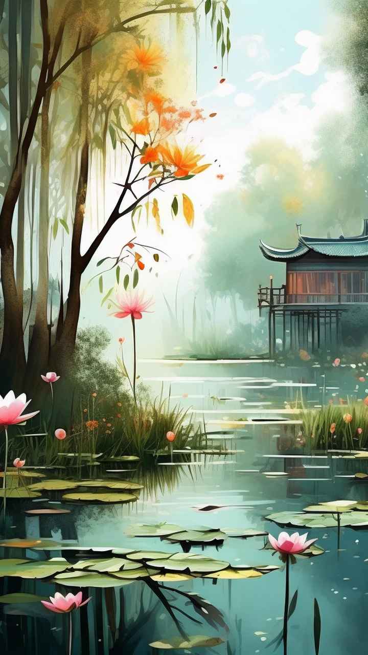 国风水墨山水画简约风格插画 83