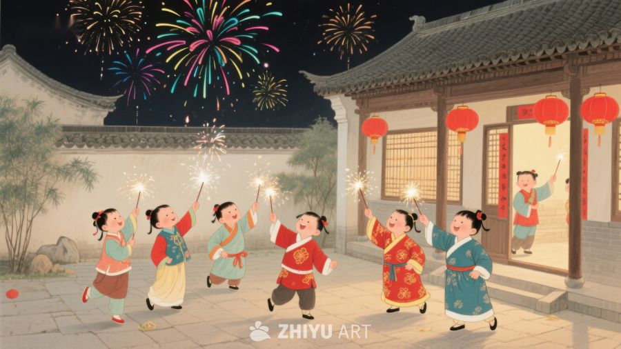 孩童夜庆传统节日 290