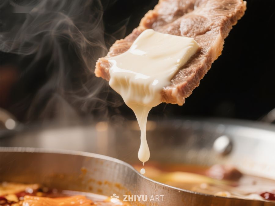热气腾腾的火锅牛肉片 520