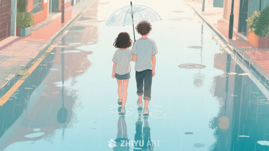 雨中漫步的两人 651