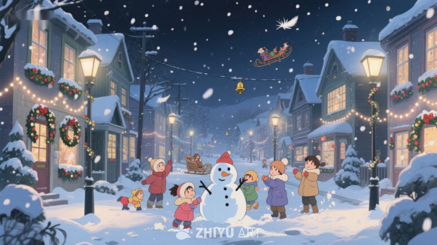 冬夜雪景中的欢乐圣诞 109