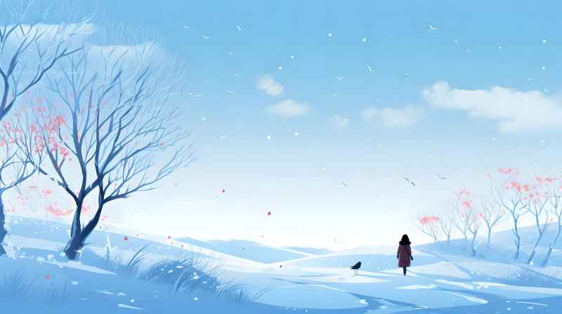 冬季唯美雪景创业插画 44