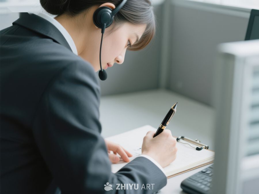 客服人员专注记录客户信息 233