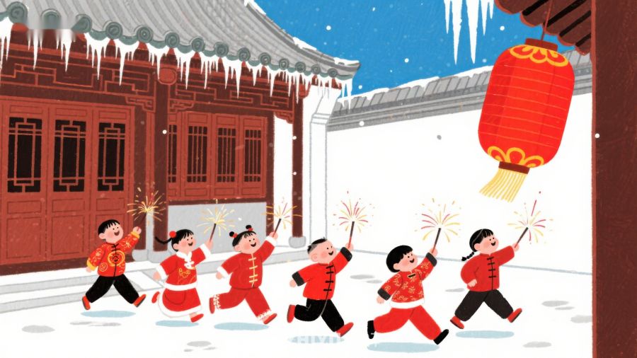 孩童雪中舞龙灯迎新春 288