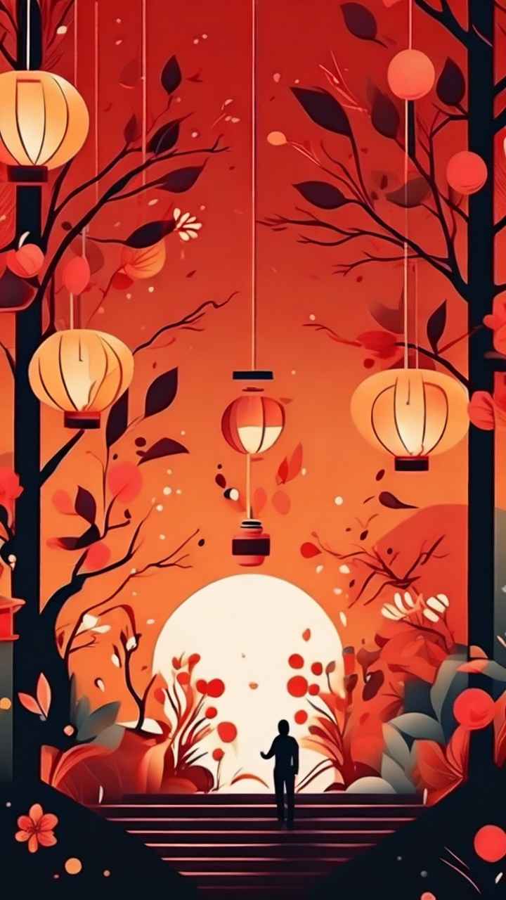 春节闹花灯简约插画 32
