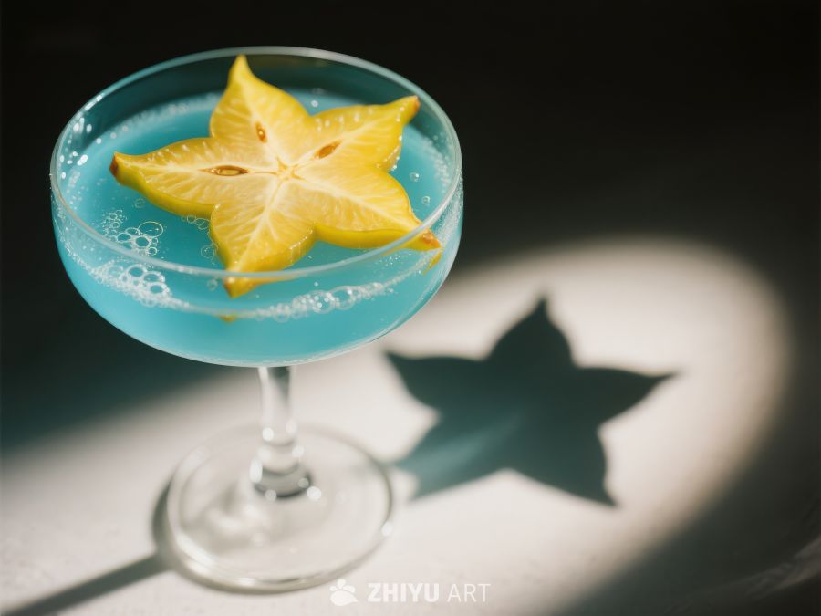 蓝色鸡尾酒配星形水果装饰 300