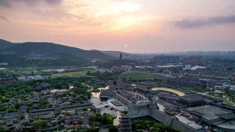 湖北襄阳城市风光航拍摄影图