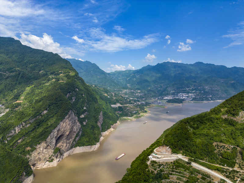 湖北长江三峡风光航拍图 