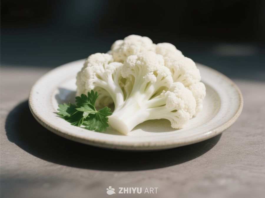 新鲜花椰菜置于盘中 452
