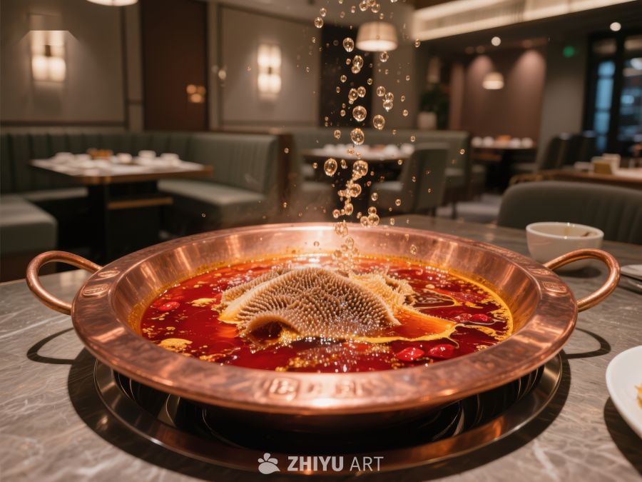 火锅沸腾，食材入锅瞬间 350