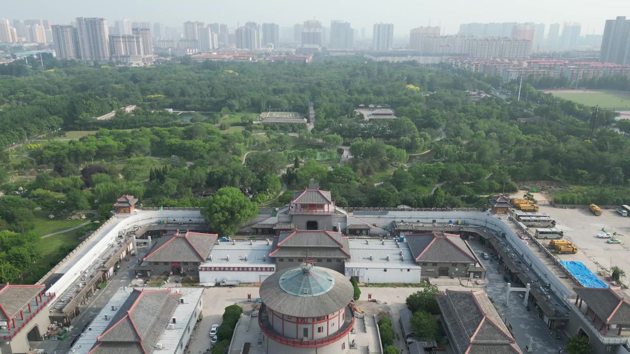 河北邯郸城市风光地标建筑航拍 