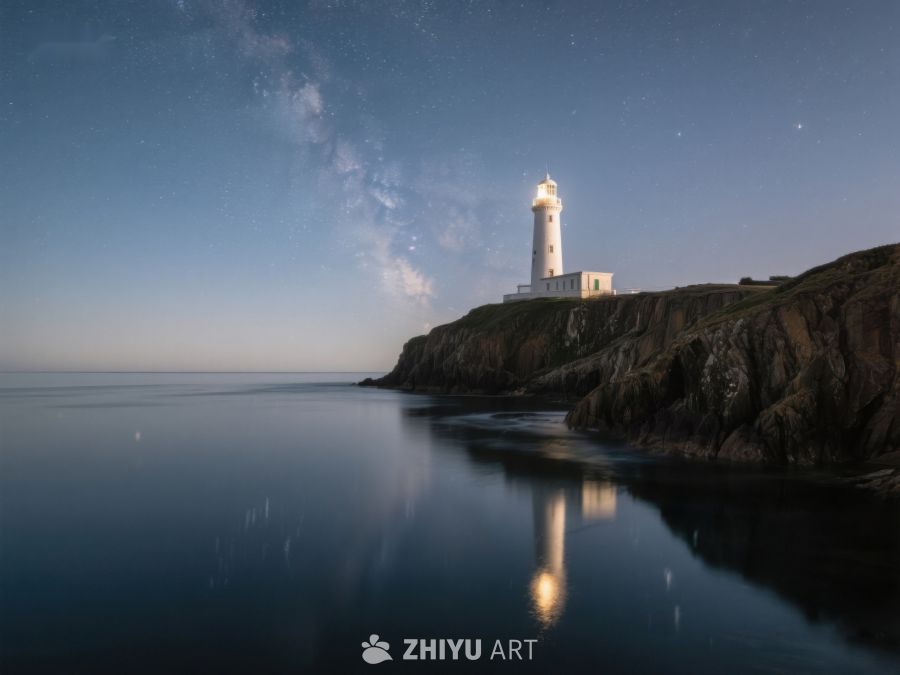 夜空下的灯塔与银河 303
