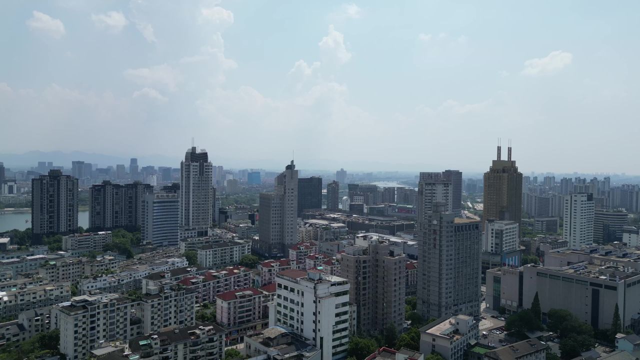  航拍金华江北商圈金华建设