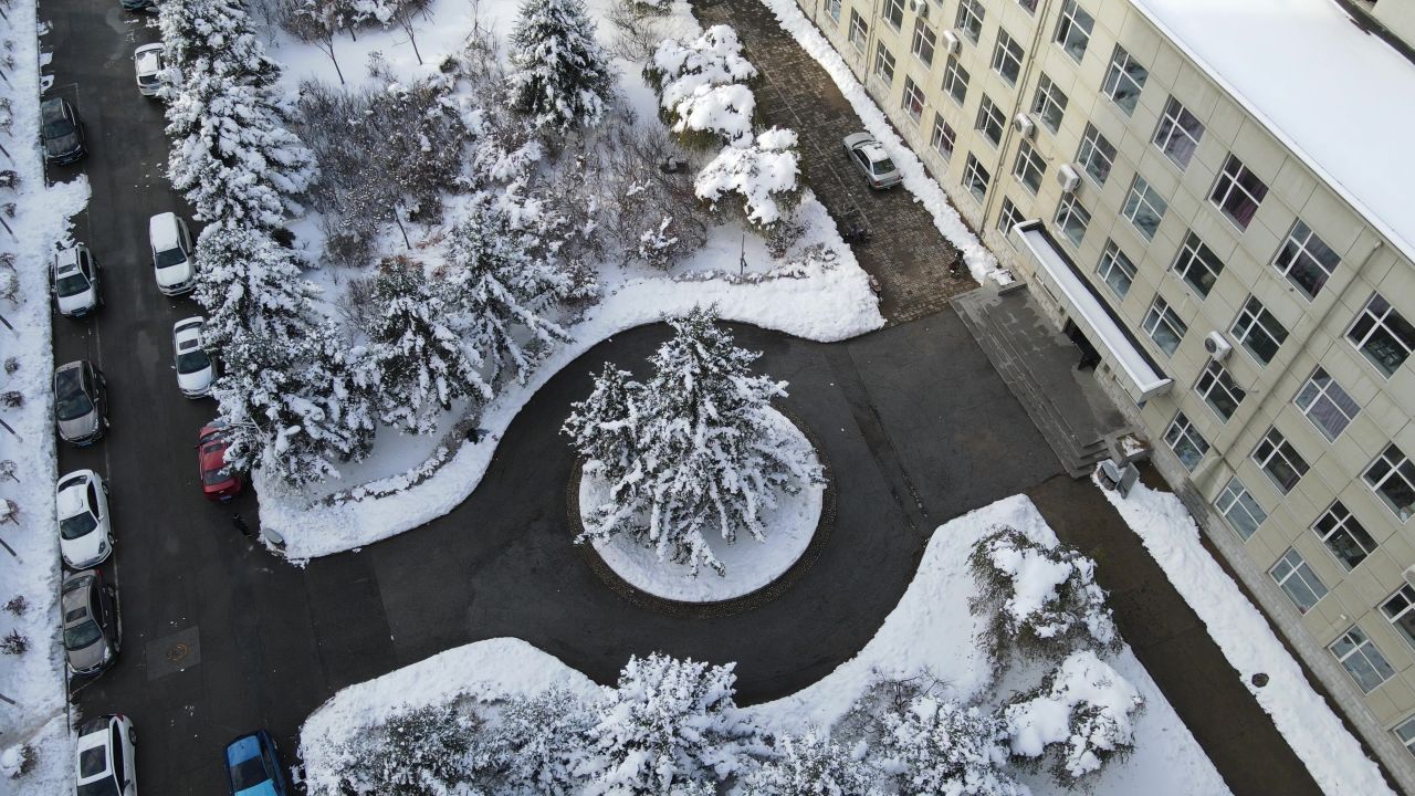 公园雪景航拍