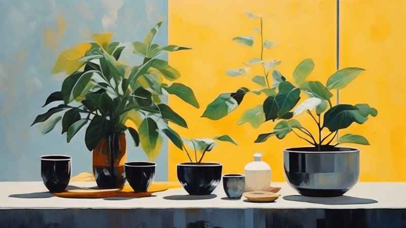 植物抽象黄色静态插画 60