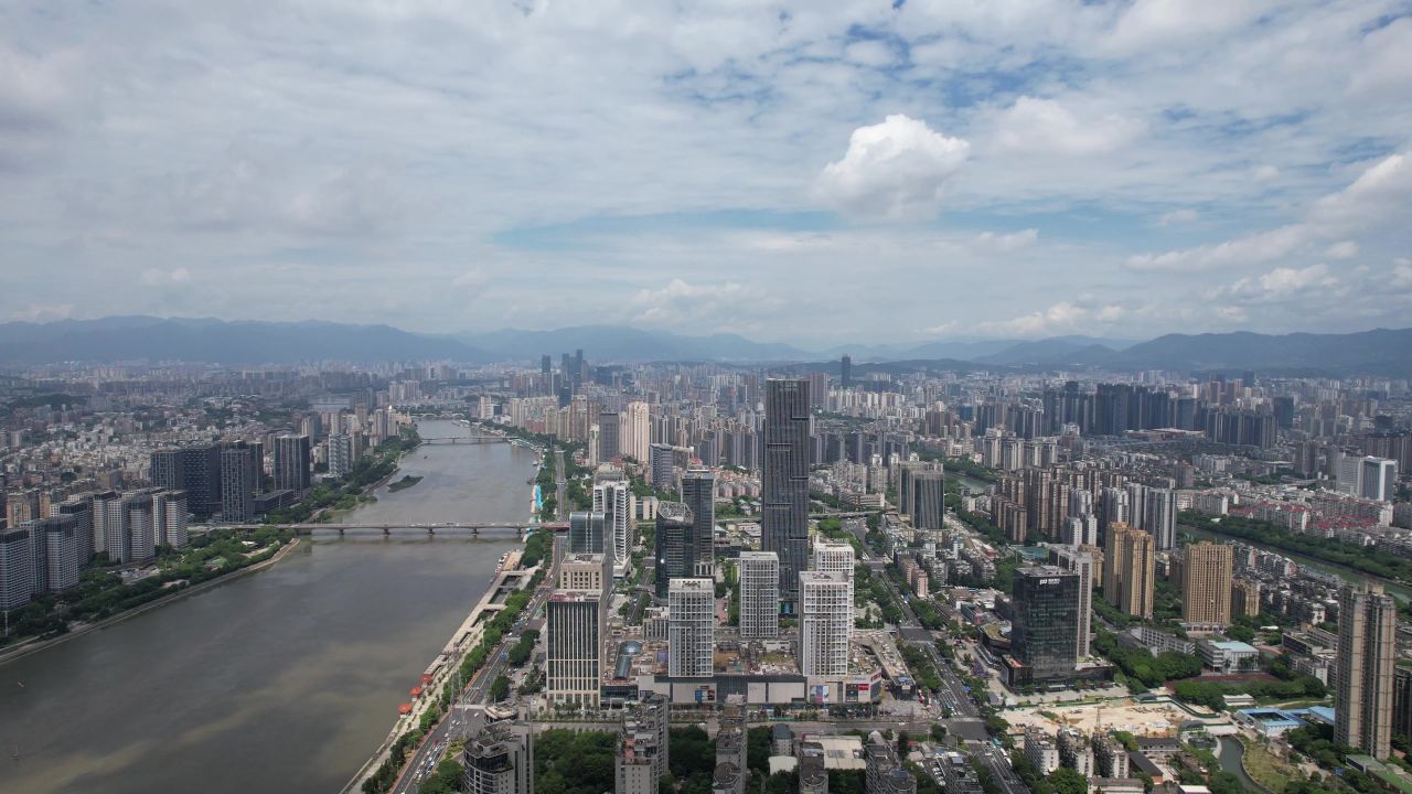 航拍福建福州城市风光