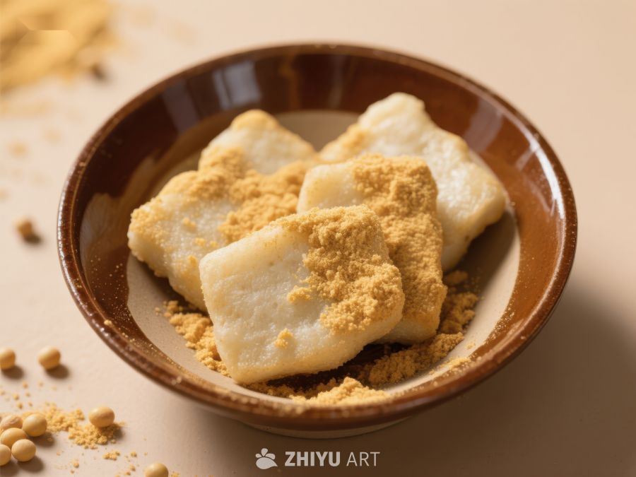 碗中豆粉撒面的传统糕点 1202