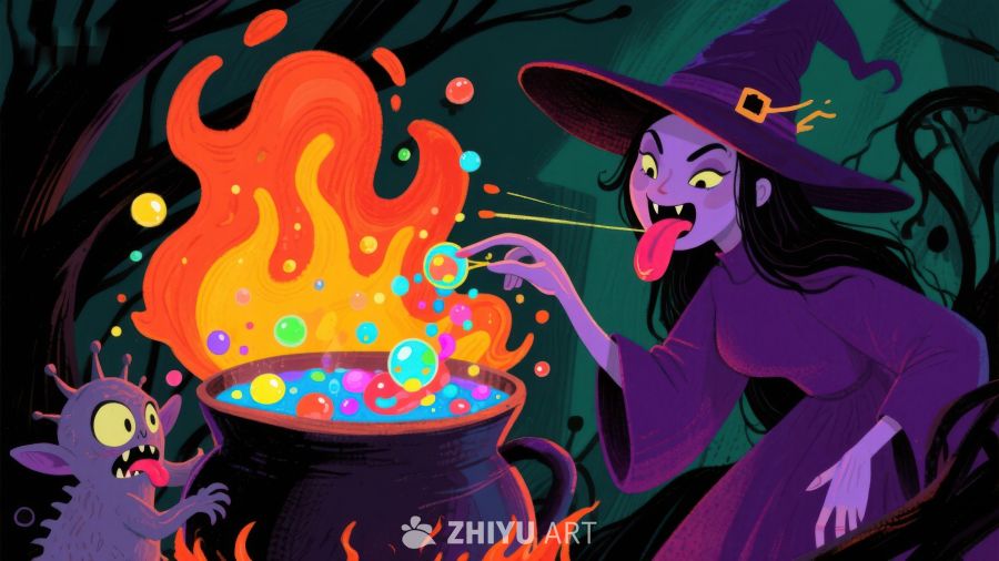 女巫夜煮魔法药水