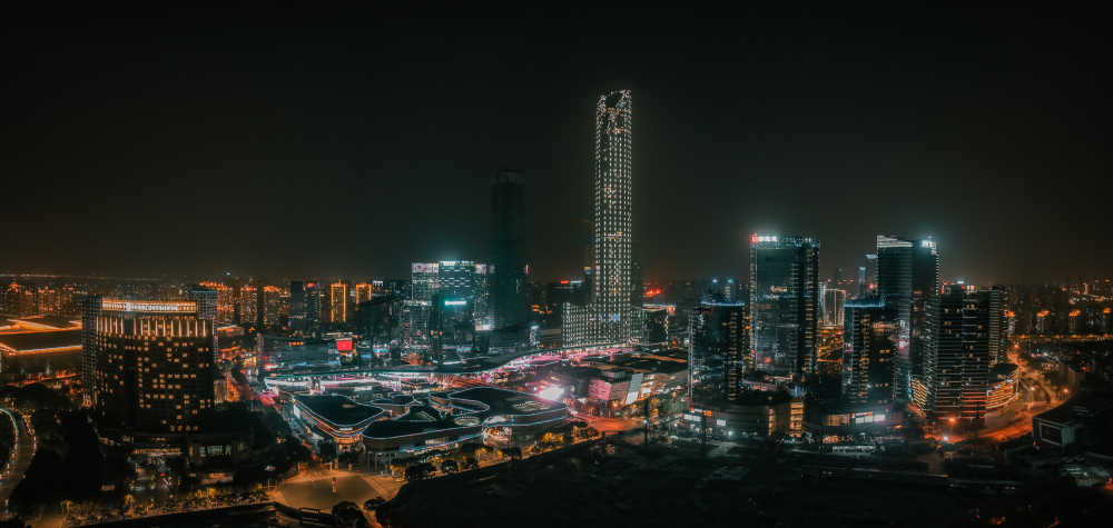 航拍苏州园区金鸡湖
