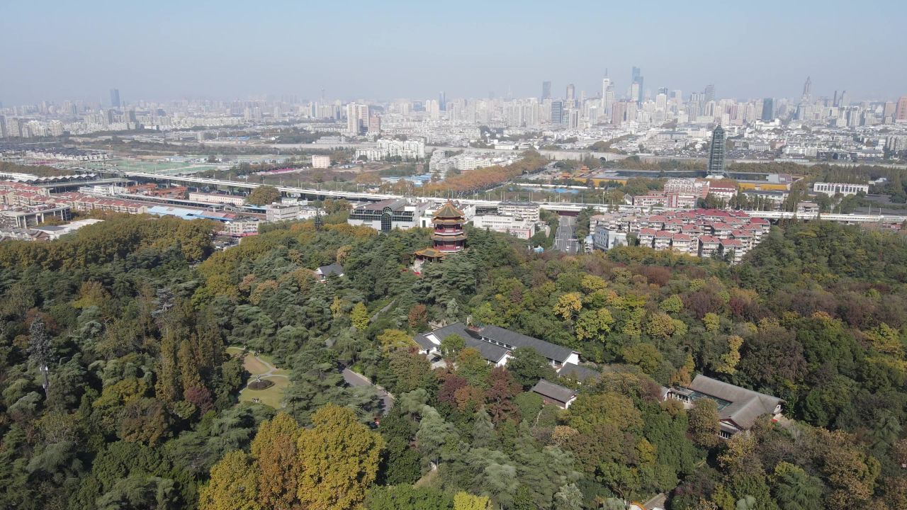 江苏南京城市风光旅游景区地标建筑航拍 