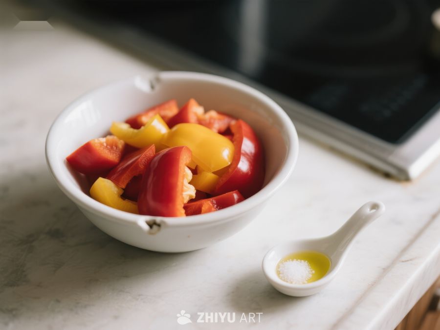 新鲜彩椒切片与调味品 429