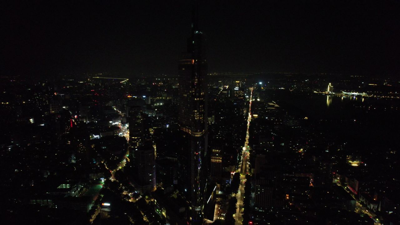 江苏南京城市夜景灯光航拍 