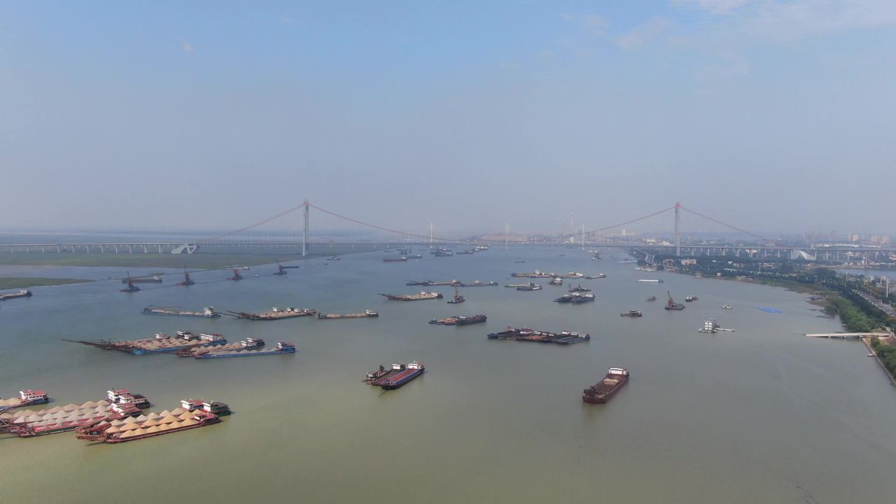 湖南岳阳城市风光航拍 