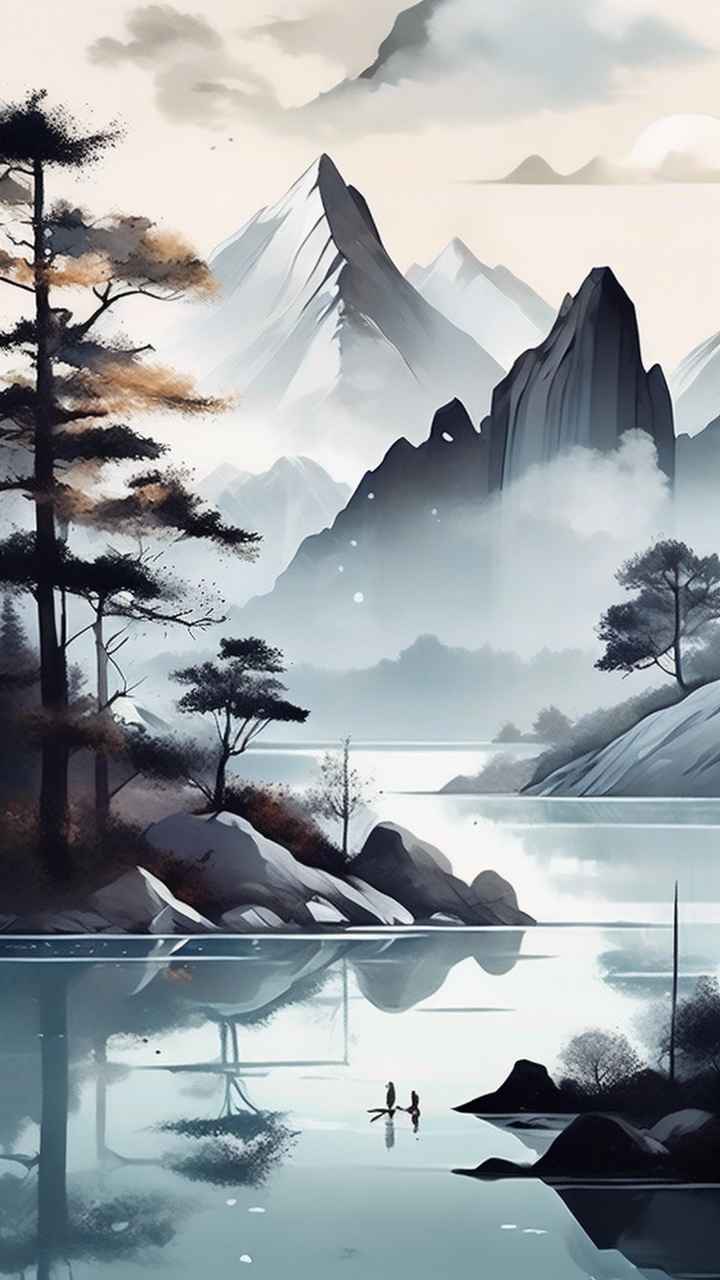国风山水画背景插画 22