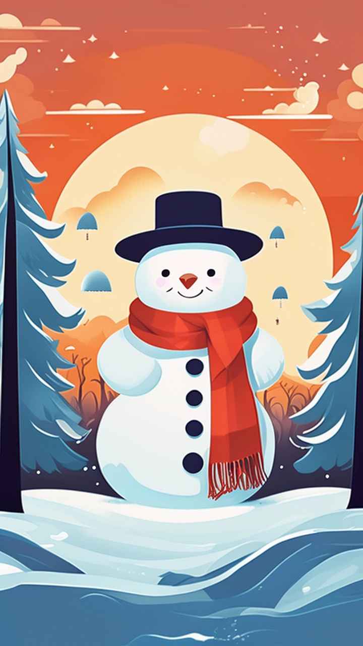 冬季雪景插画雪人 21