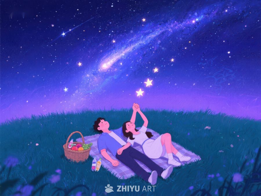 夜空下情侣共赏星辰 978