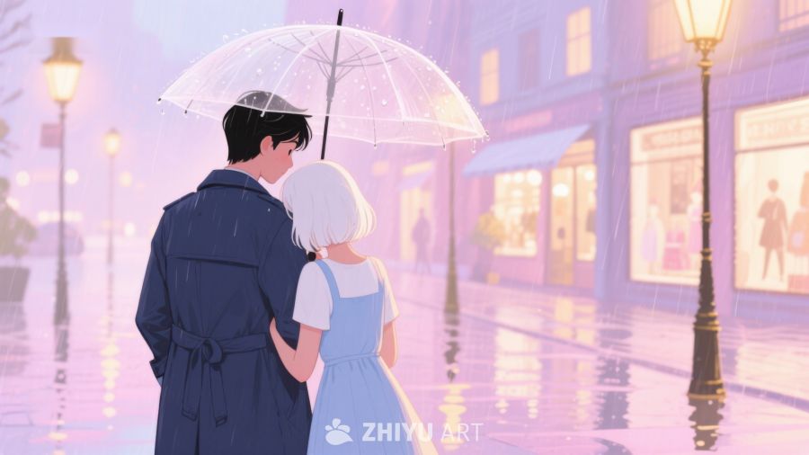 雨夜街景下的情侣 620