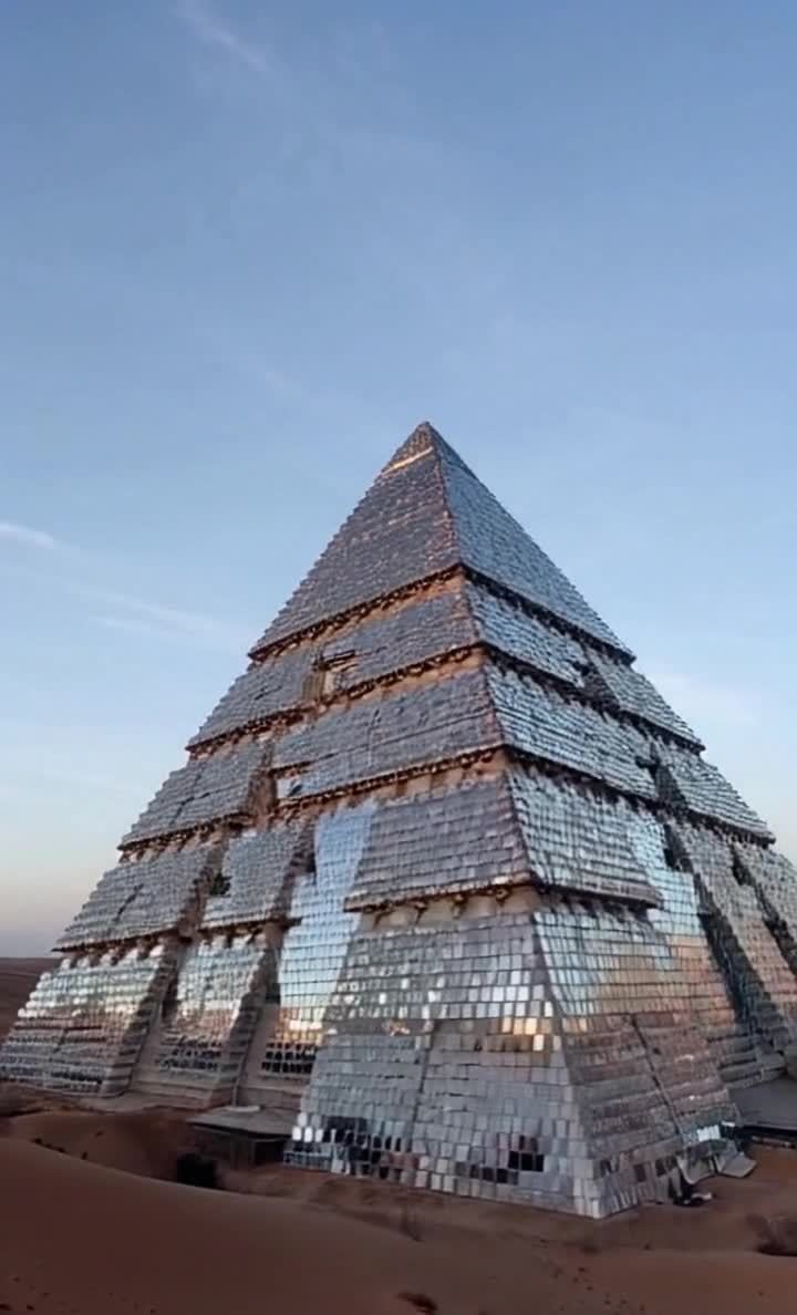 沙漠中的镜面金字塔