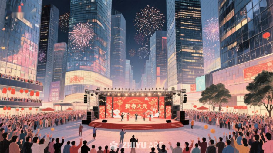城市夜景中的节日庆典 2