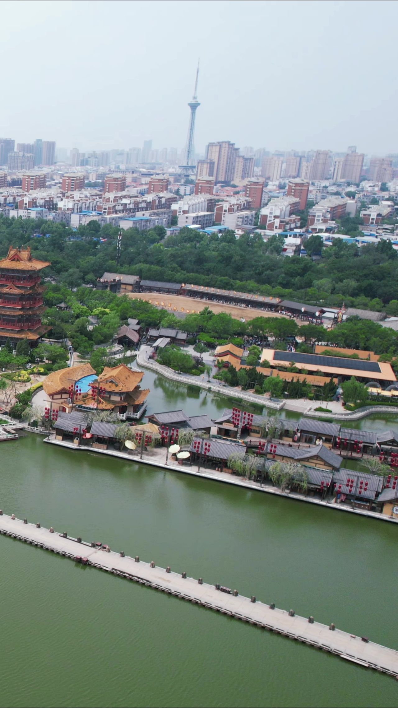 河南开封城市风光旅游景区航拍 
