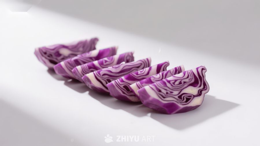 紫甘蓝切片排列展示