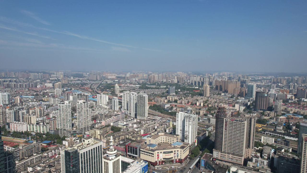 湖南株洲城市风光高楼建筑航拍