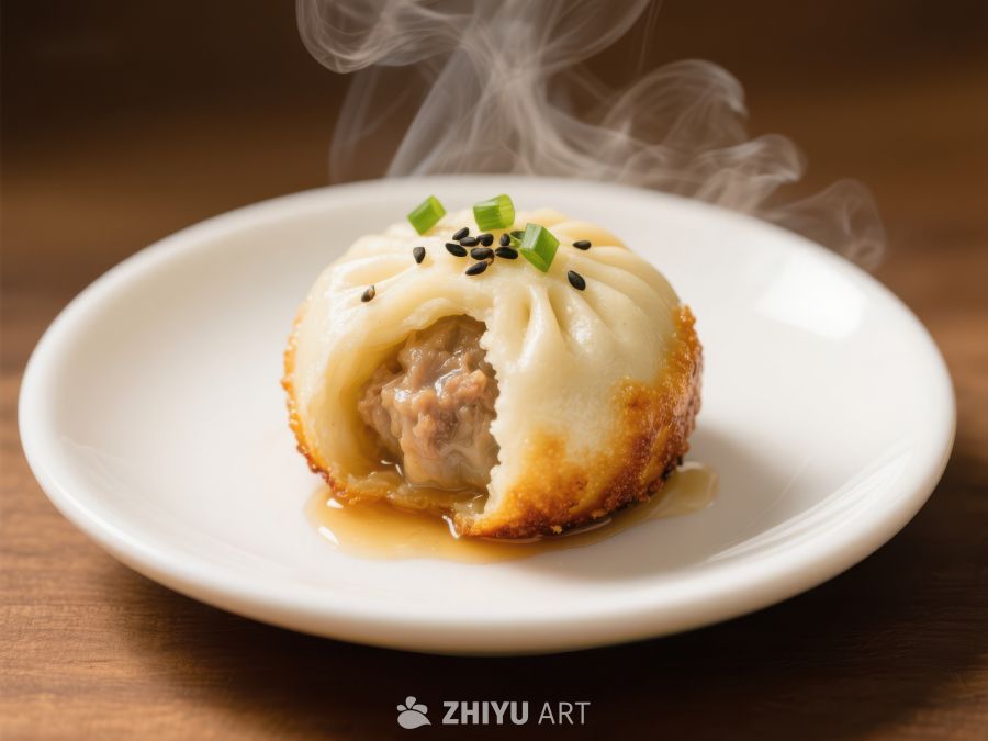 热腾腾的煎包，香气四溢 970