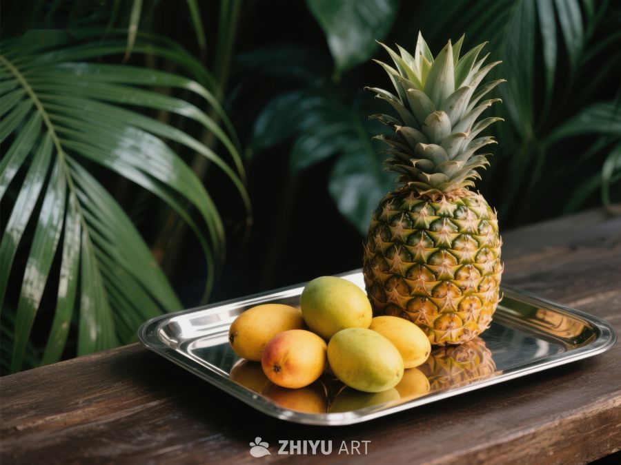 热带水果盘：菠萝与芒果 380
