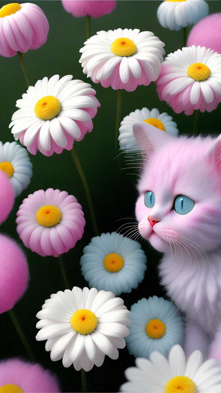 雏菊做的等待的小猫棉花糖