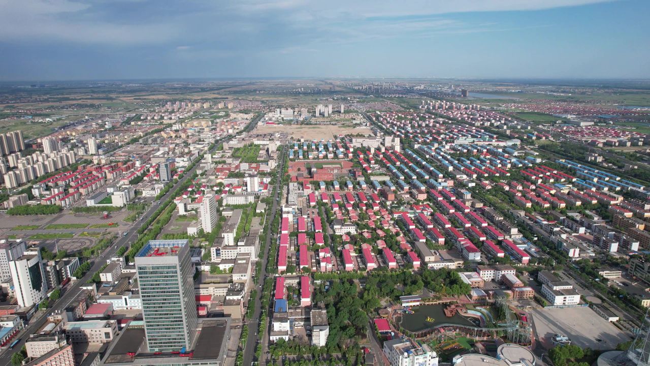  山东东营城市建设城市大景航拍