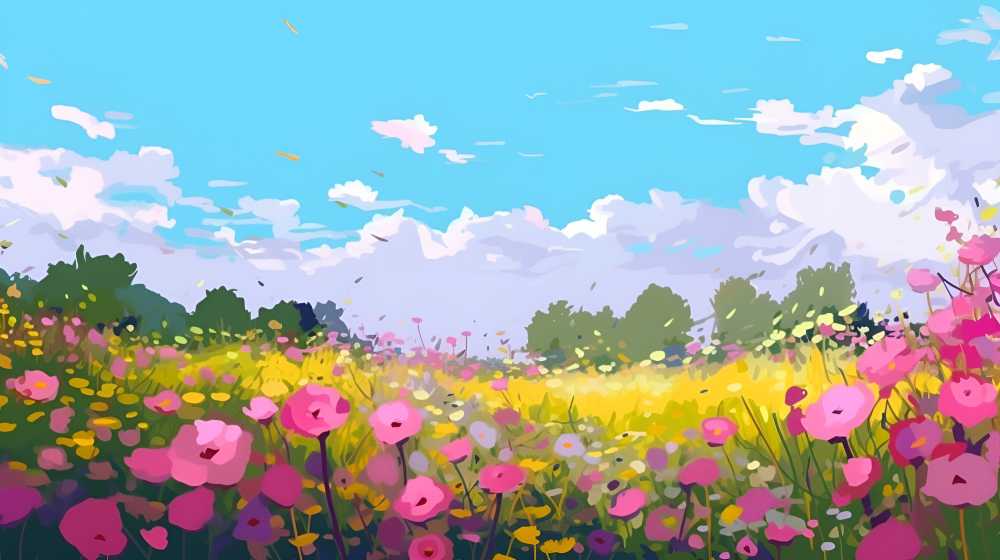 夏季的插画田园自然美景