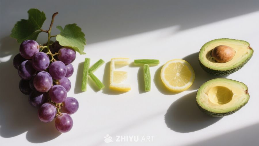 水果拼字展示：KETO健康饮食