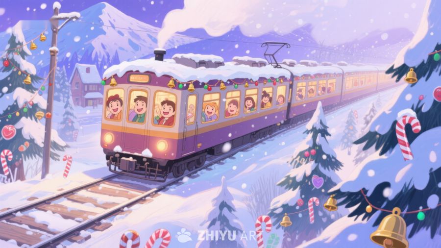 冬日雪景中的节日列车 26